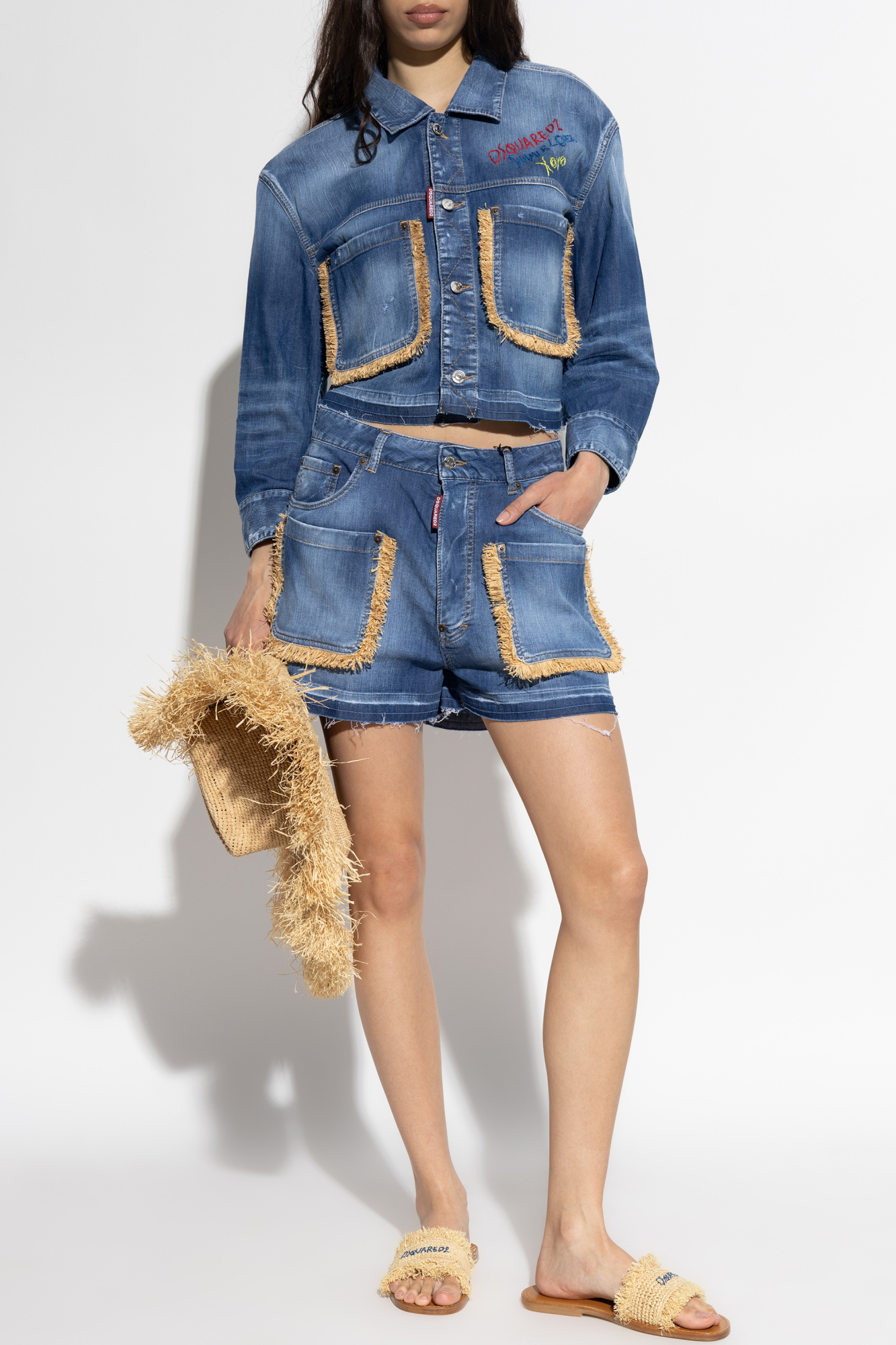 【送料&関税込】Dsquared2 Summer Lovers Denim Jacket With Ra Blue Denim jacket `Summer Lovers` Dsquared2 - Vitkac Italy